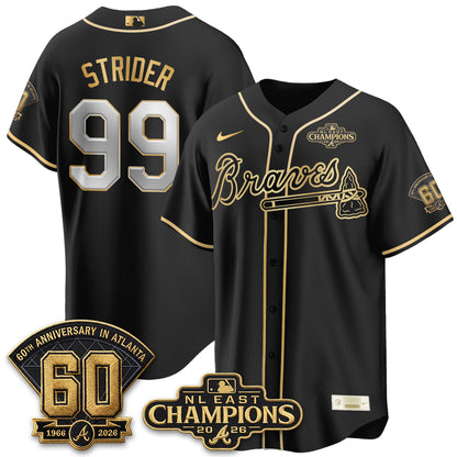 Atlanta Braves 2026 NL East Champs Gold Edition Vapor Jersey - Stitched