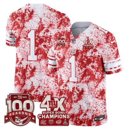 New York Giants 4X Champs Blood Splash Edition Vapor Jersey - Stitched