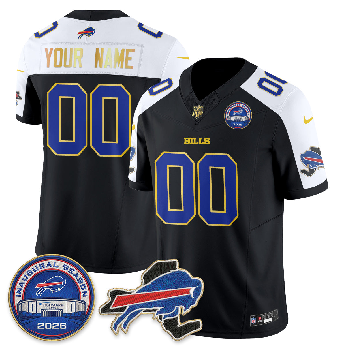 Buffalo Bills 2026 Gold Trim Edition Vapor Custom Jersey - Stitched