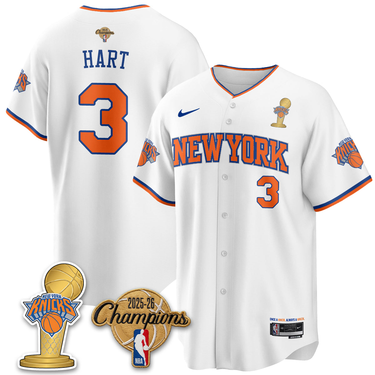 NYK 2026 NBA Champions Vapor Black Gold Jersey - Stitched