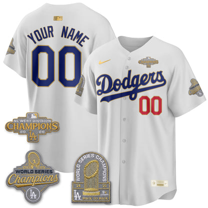 Los Angeles Dodgers 2026 NL West Champs Gold Vapor Custom Jersey- Stitched