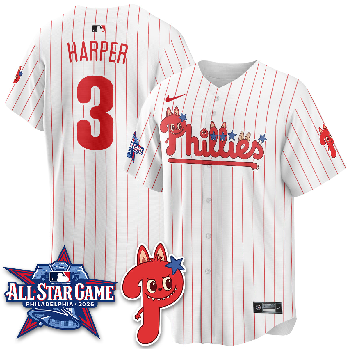 Philadelphia Phillies Fanged Rabbit Doll  Vapor Limited Jersey - Stitched