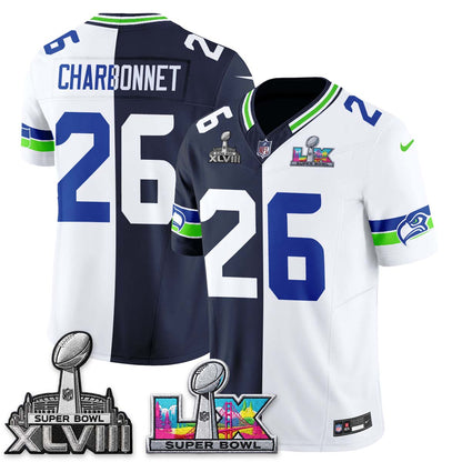 Seattle Seahawks Throwback 2 SB Patches Vapor Jersey - Stitched