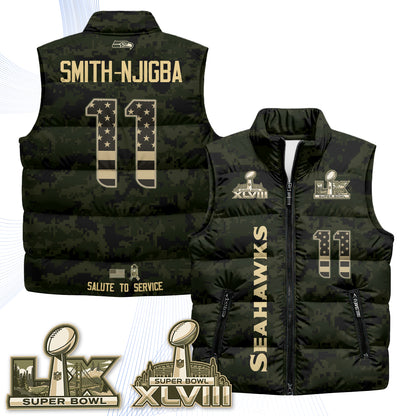 Seattle Seahawks 2026 Salute to Service Puffer Vest - Printed