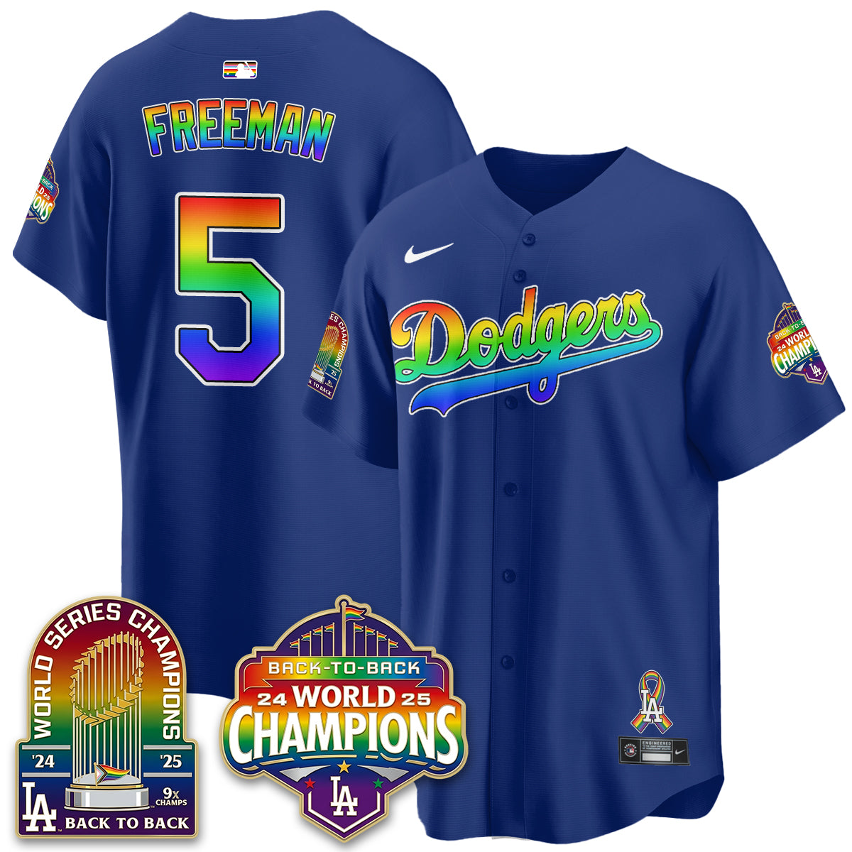 Los Angeles Dodgers Happy Pride Month Vapor Jersey - Stitched