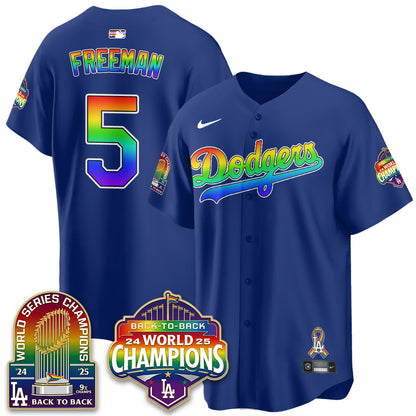 Los Angeles Dodgers Happy Pride Month Vapor Jersey - Stitched