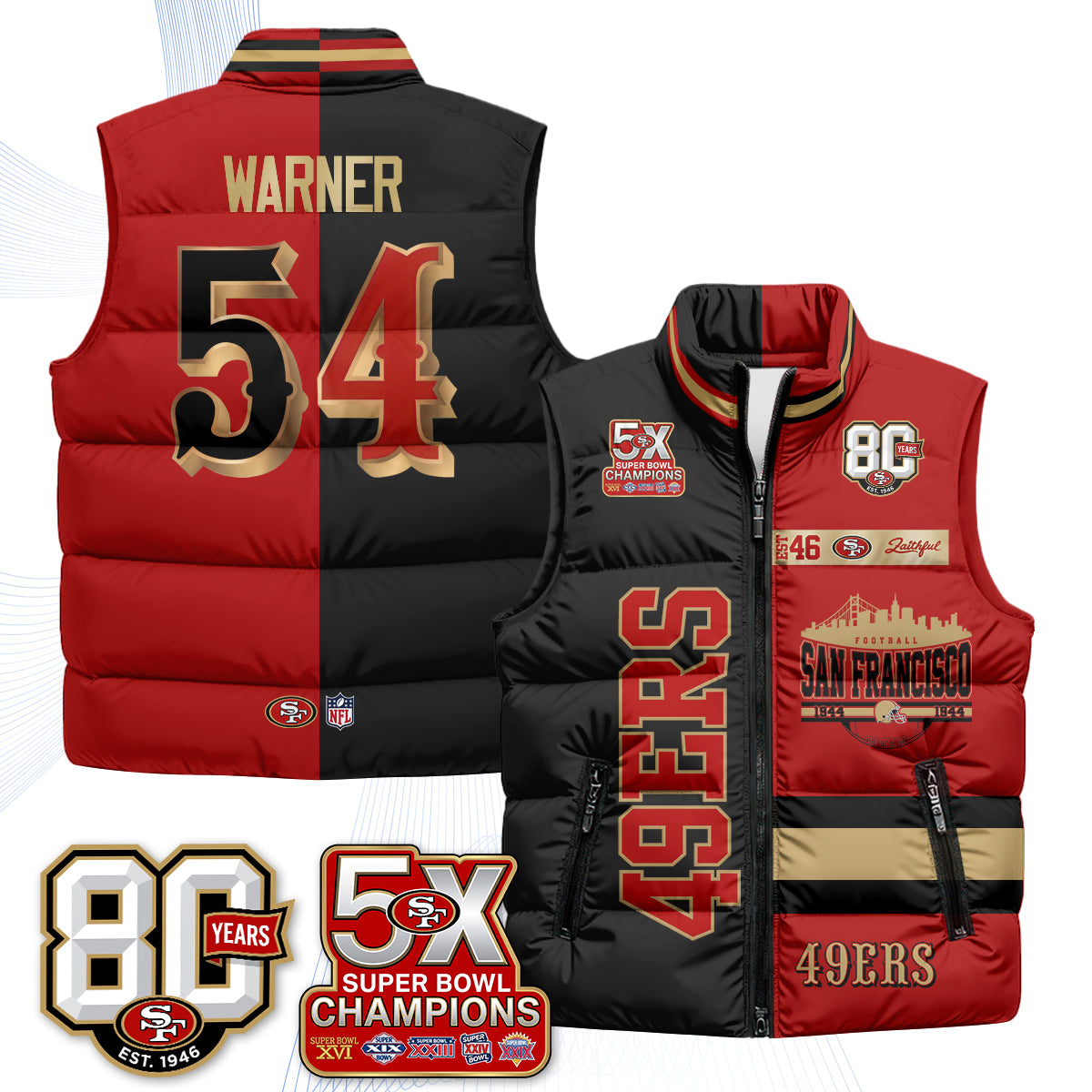 SF Faithful to The Bay Puffer Vest - Printed