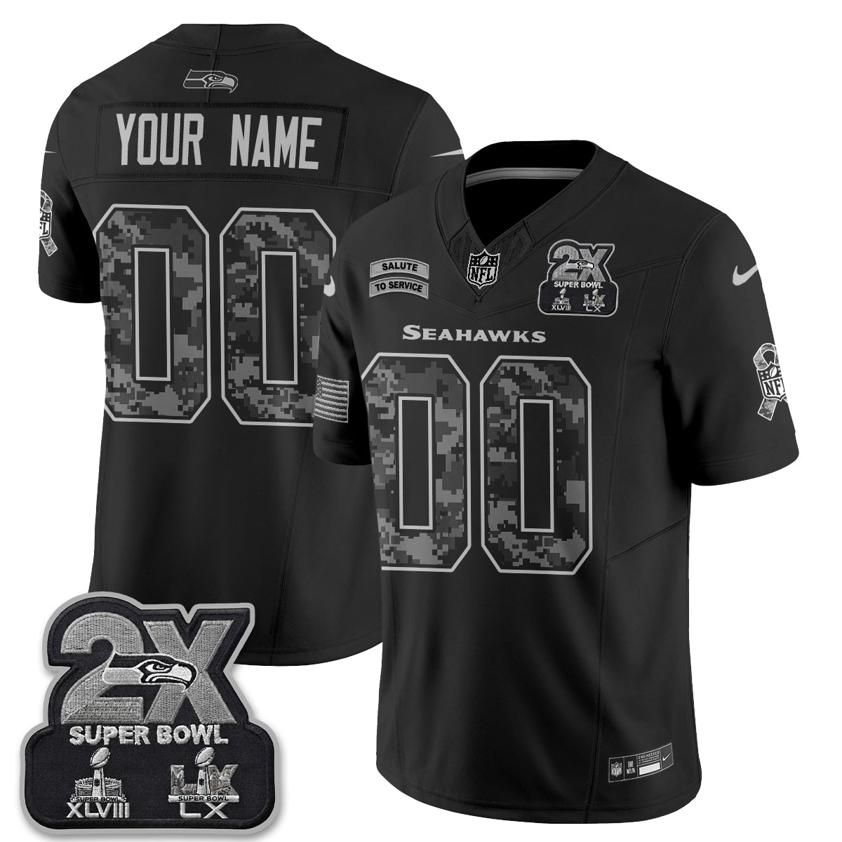Seattle Seahawks 2026 Salute to Service Vapor Custom Jersey - Stitched