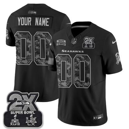 Seattle Seahawks 2026 Salute to Service Vapor Custom Jersey - Stitched