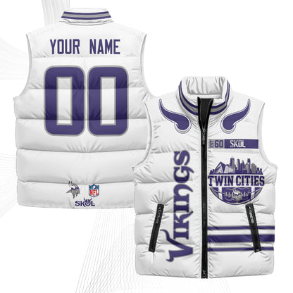 Minnesota Vikings Twin City Custom Puffer Vest - Printed