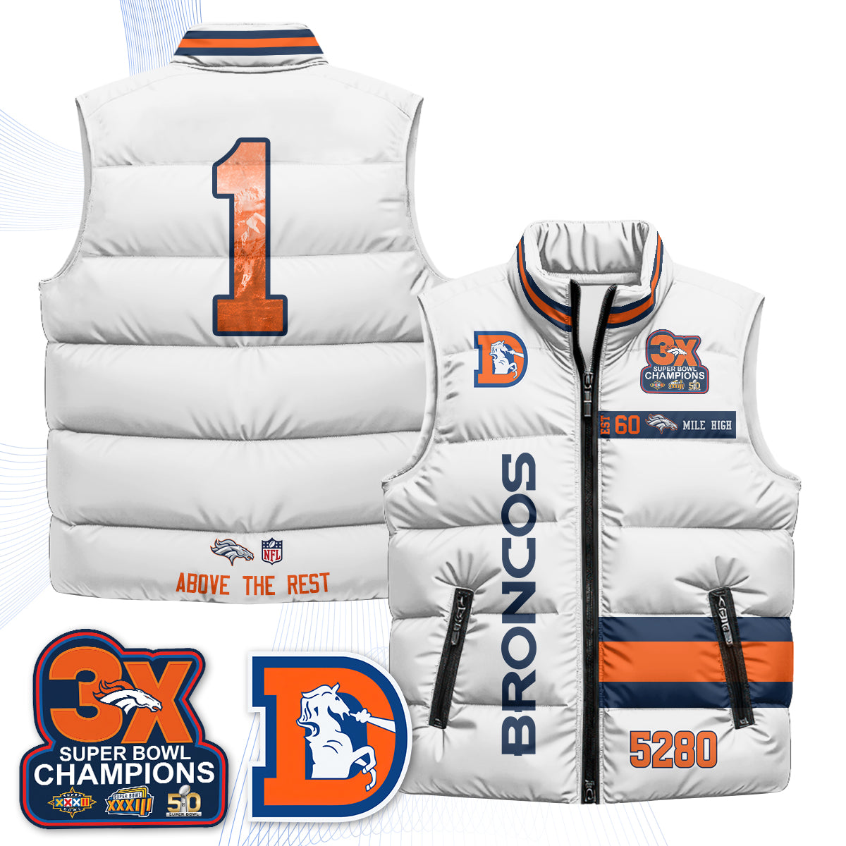 DEN "Mile High" Puffer Vest - Printed