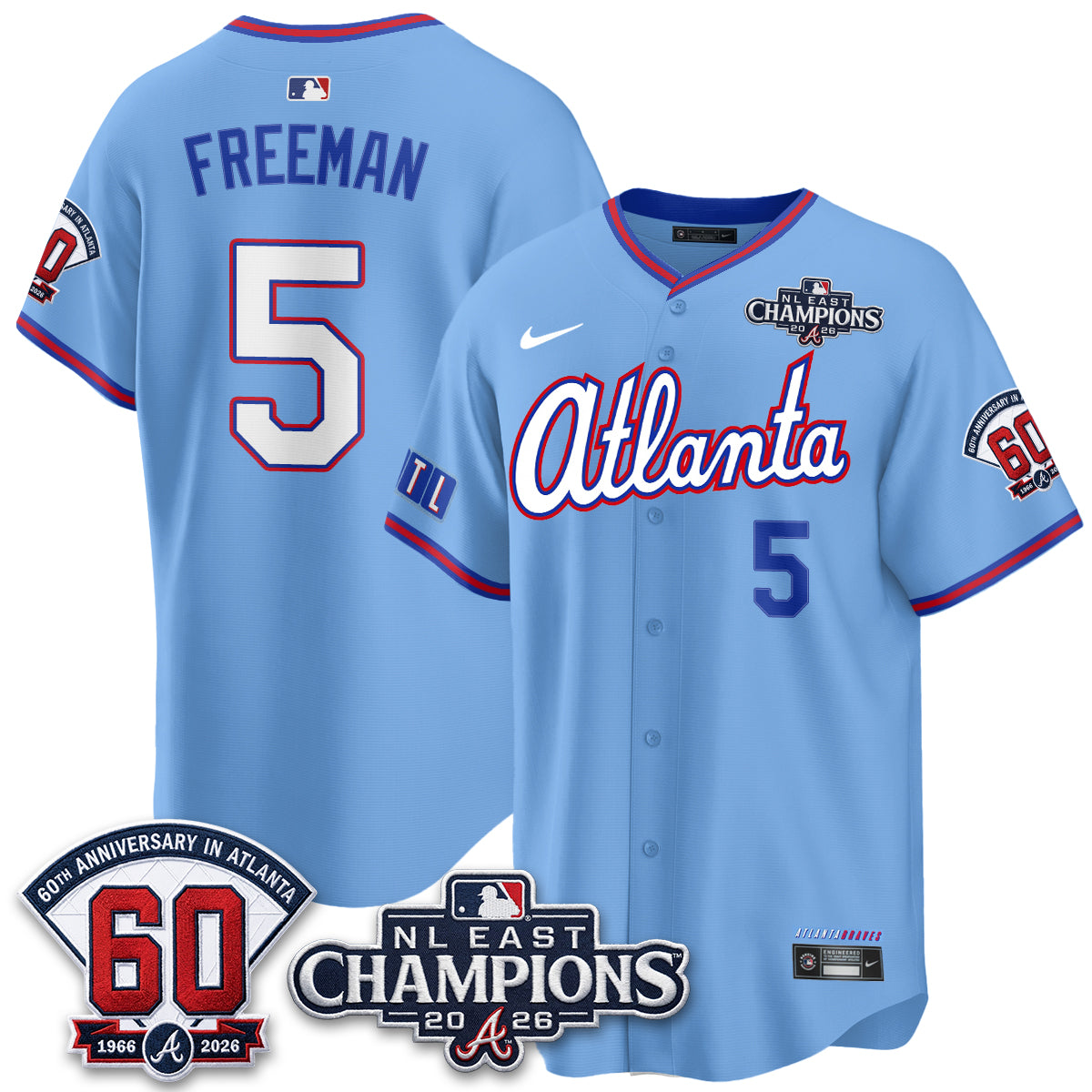 Atlanta Braves 2026 NL East Champs Vapor Jersey - Stitched
