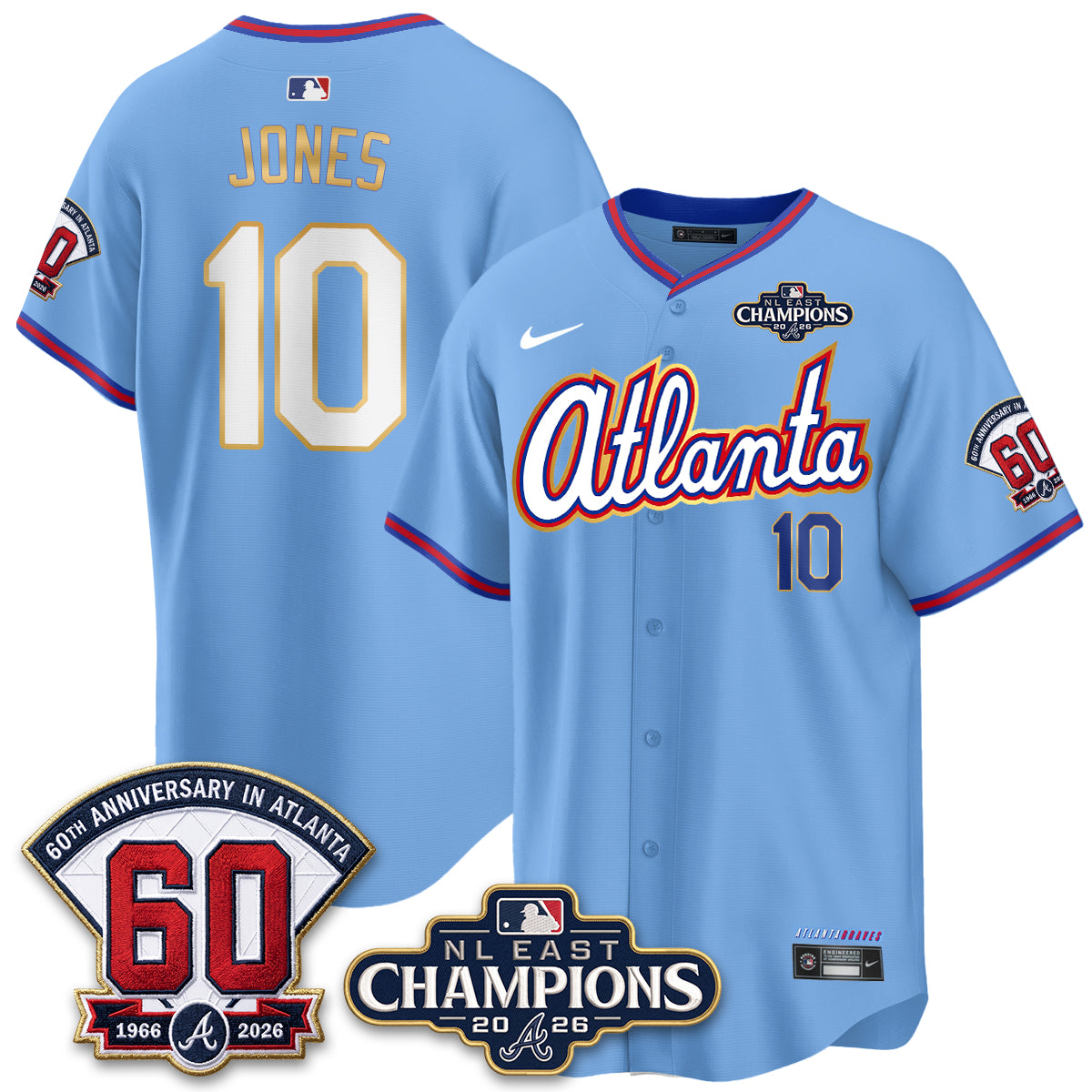 Atlanta Braves 2026 NL East Champs Gold Edition Vapor Jersey - Stitched