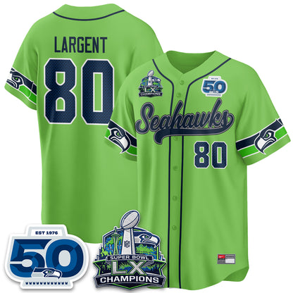 Seattle Seahawks SB LX Champs Vapor Baseball Jersey - Stitch