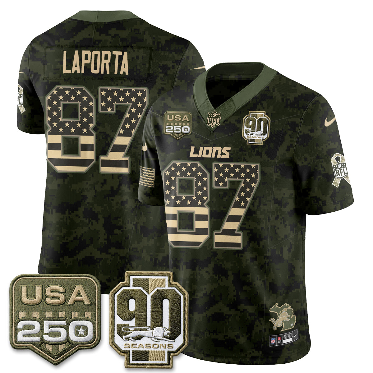 Detroit Lions 2026 Salute to Service Vapor Jersey - Stitched