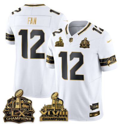 SEA S.Bowl Champions Patch Vapor Jersey - Stitched