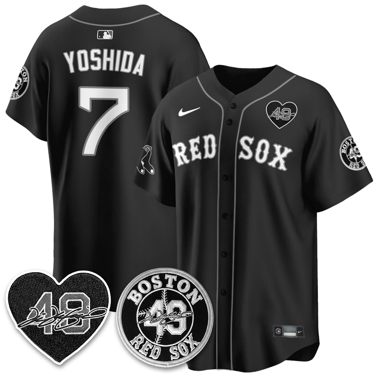 BOS Tim Wakefield Memorial Patch Vaper Premier Limited Red Jersey - All Stitched