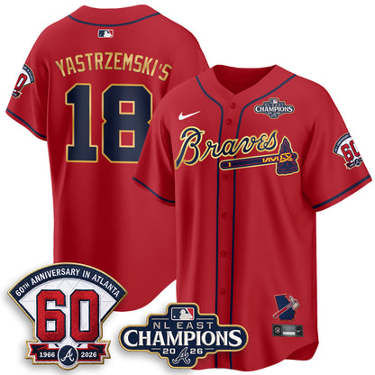 Atlanta Braves 2026 NL East Champs Gold Edition Vapor Jersey - Stitched
