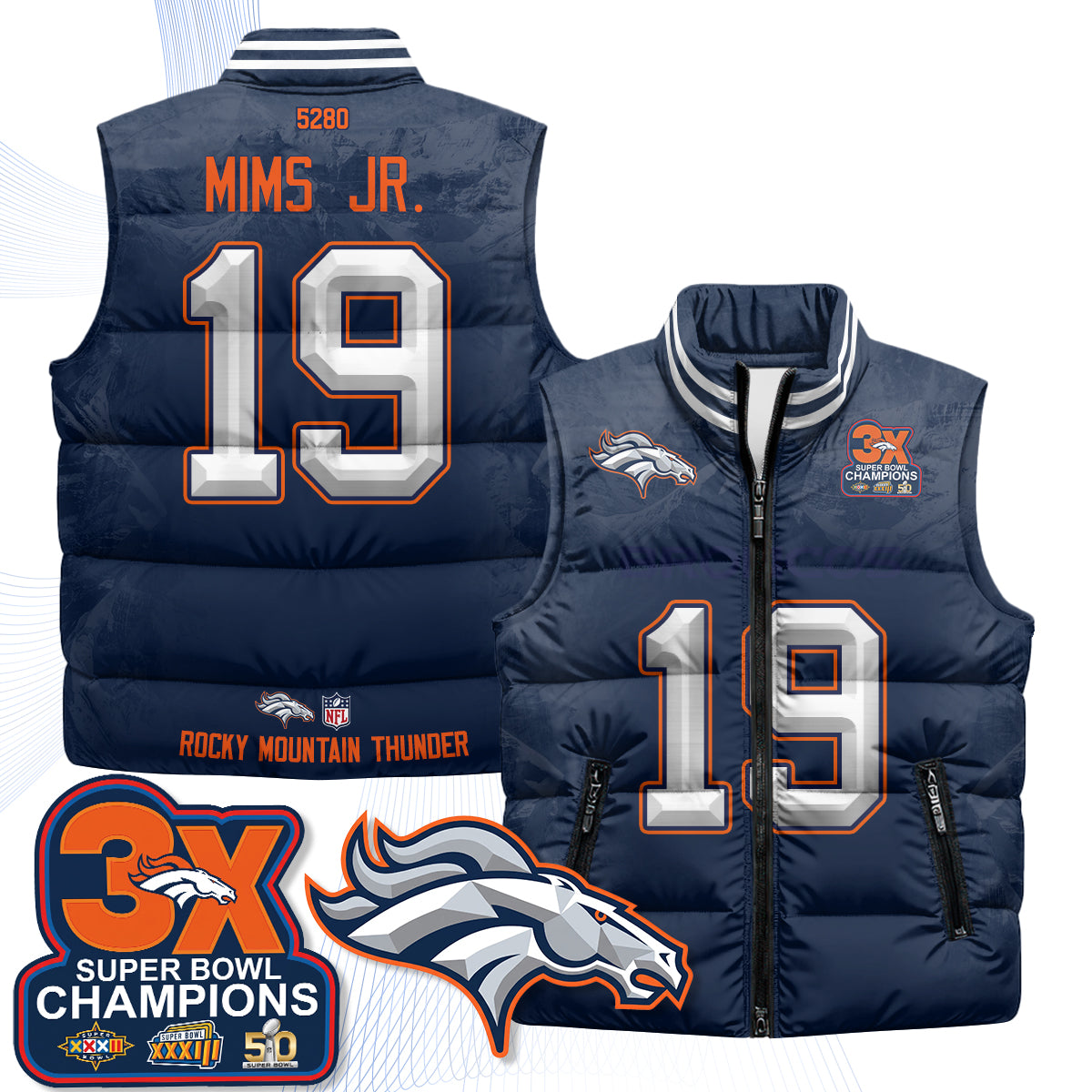 Denver Broncos Fan Gear Edition Unisex Puffer Vest - Printed
