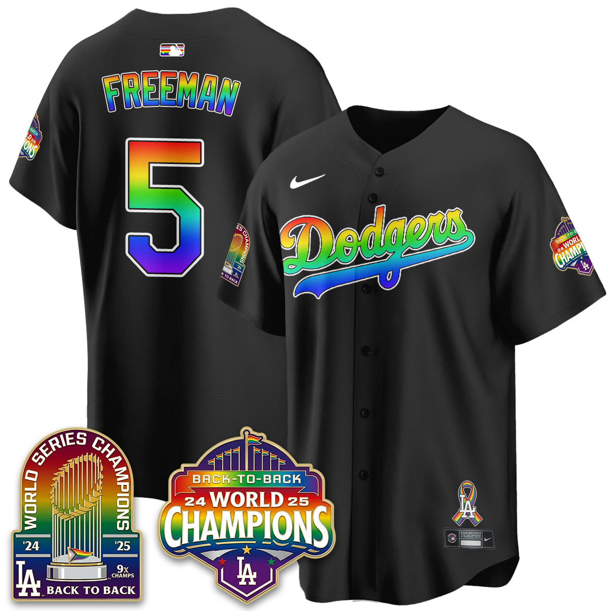 Los Angeles Dodgers Happy Pride Month Vapor Jersey - Stitched