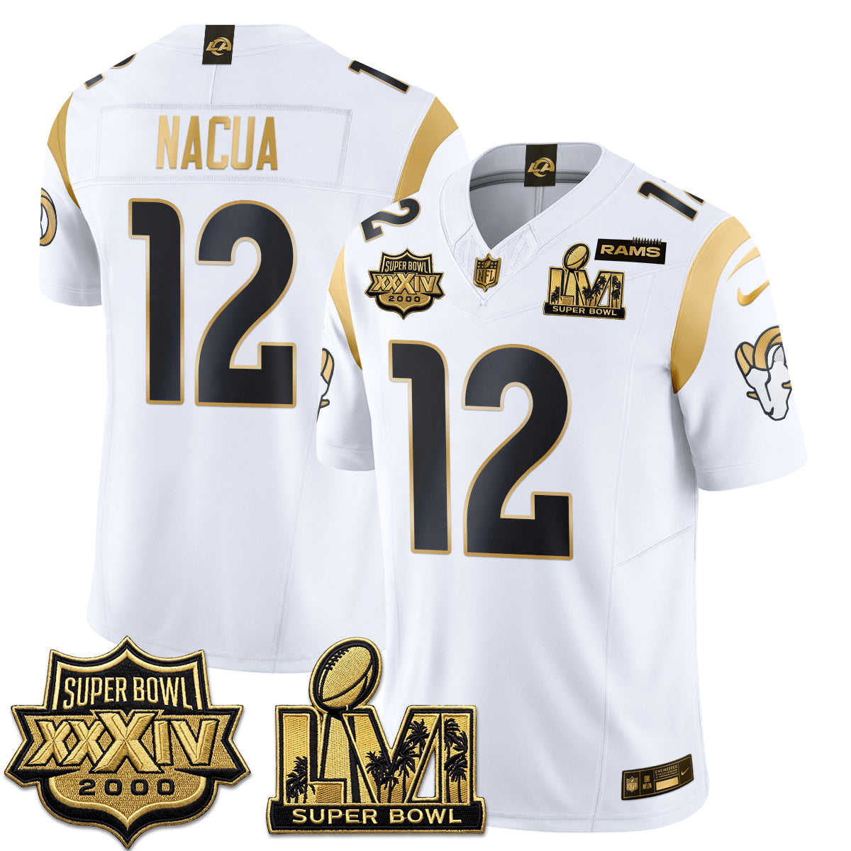 LAR SBowl Champs Gold Vapor Jersey - Stitched