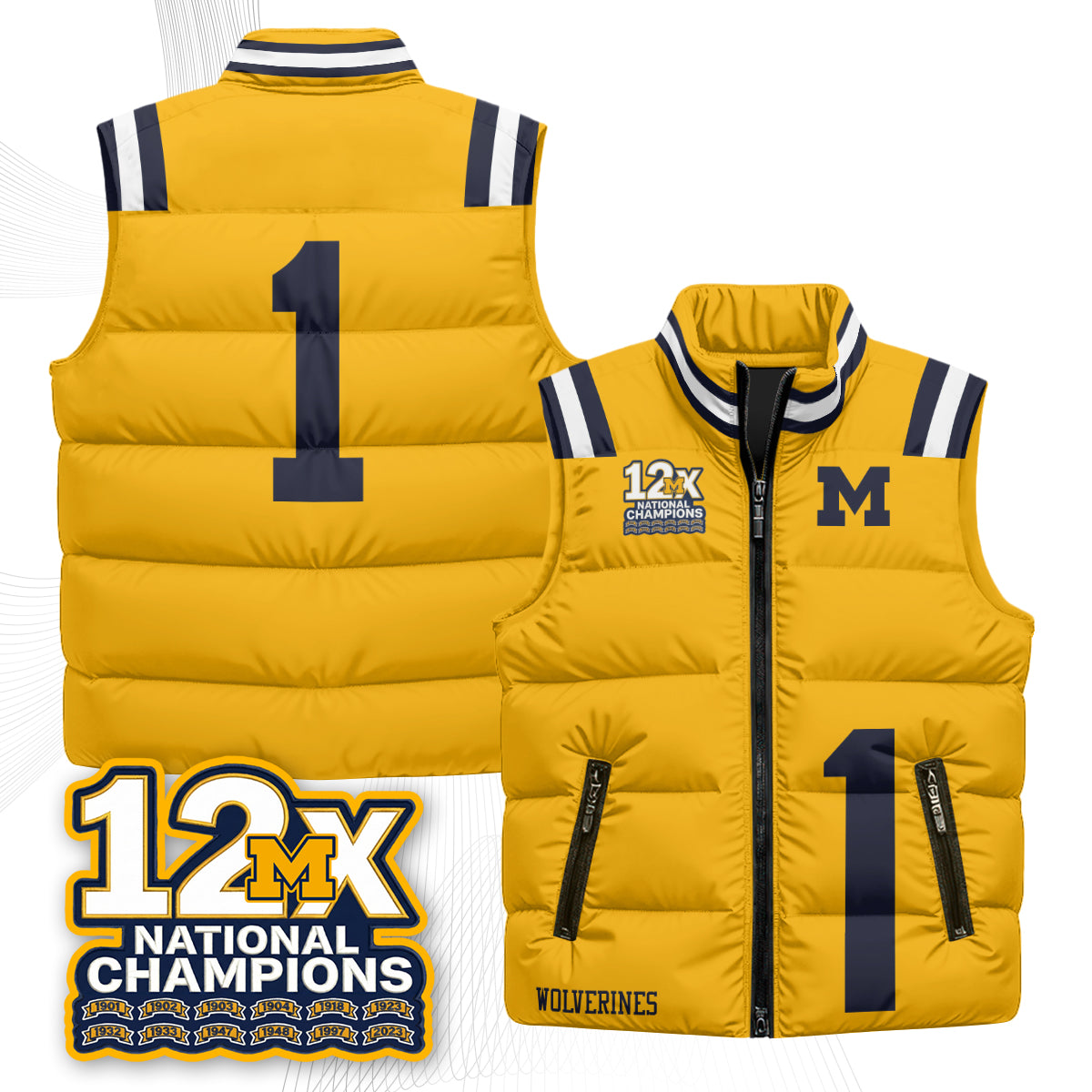 MICH 12X Champs Puffer Vest - Printed