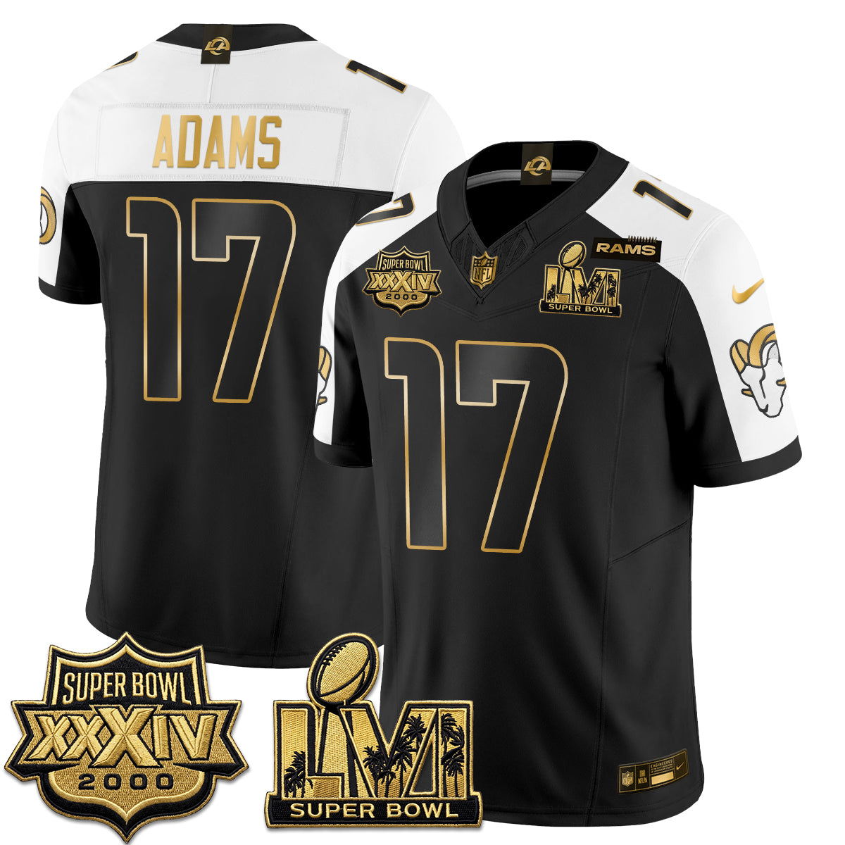 LAR SBowl Champs Gold Vapor Jersey - Stitched