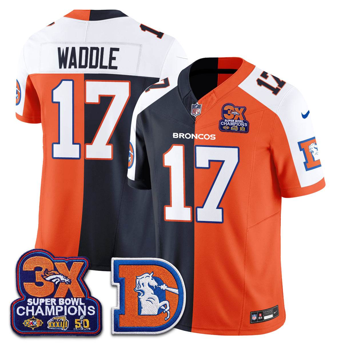 Denver Broncos Throwback Split Vapor Jersey - Stitched