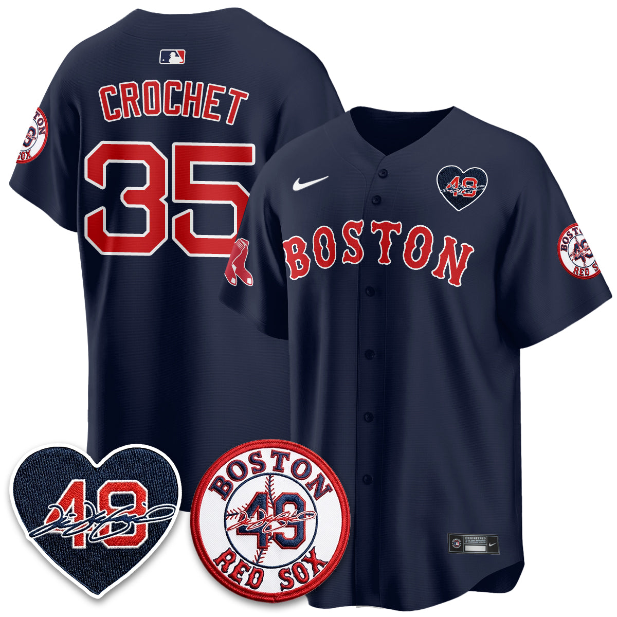 BOS Tim Wakefield Memorial Patch Vaper Premier Limited Red Jersey - All Stitched
