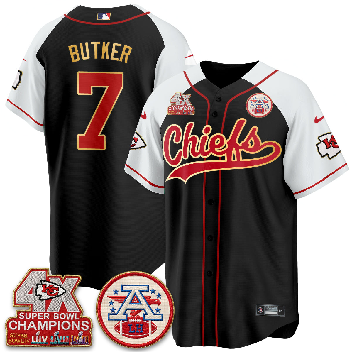 KC 4X Champs Gold Trim Edition Vapor Baseball Jersey - Stitched