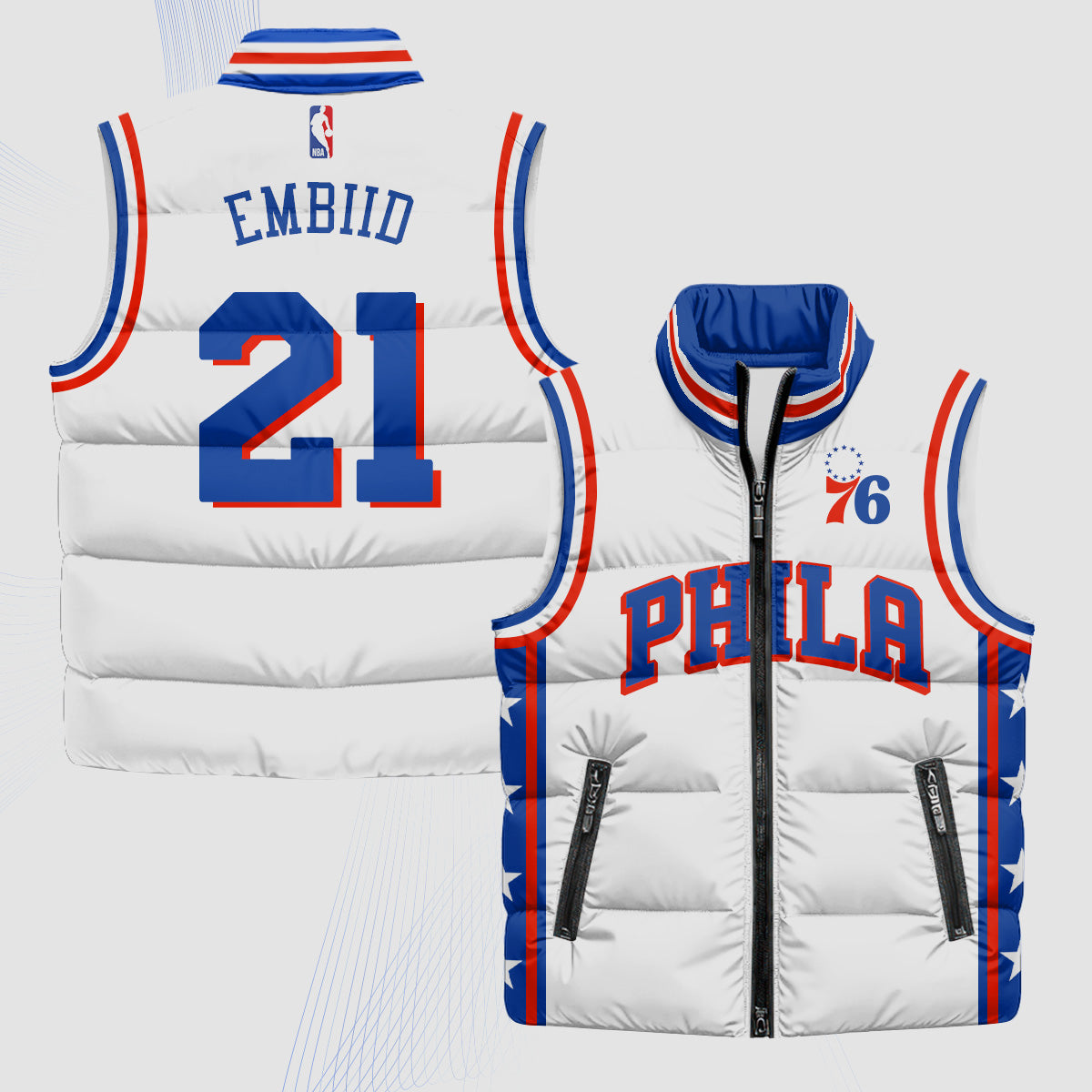 PHI Superteam 24th Season Patch Puffer Vest - Printed