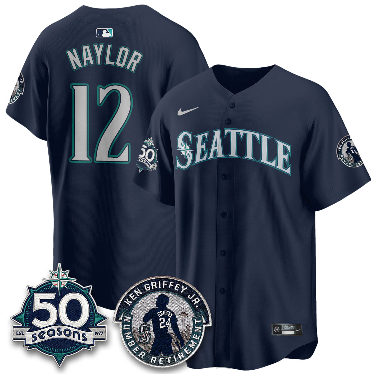 SEA Ken Griffey Jr. Patch Vapor Premier Limited Jersey - All Stitched