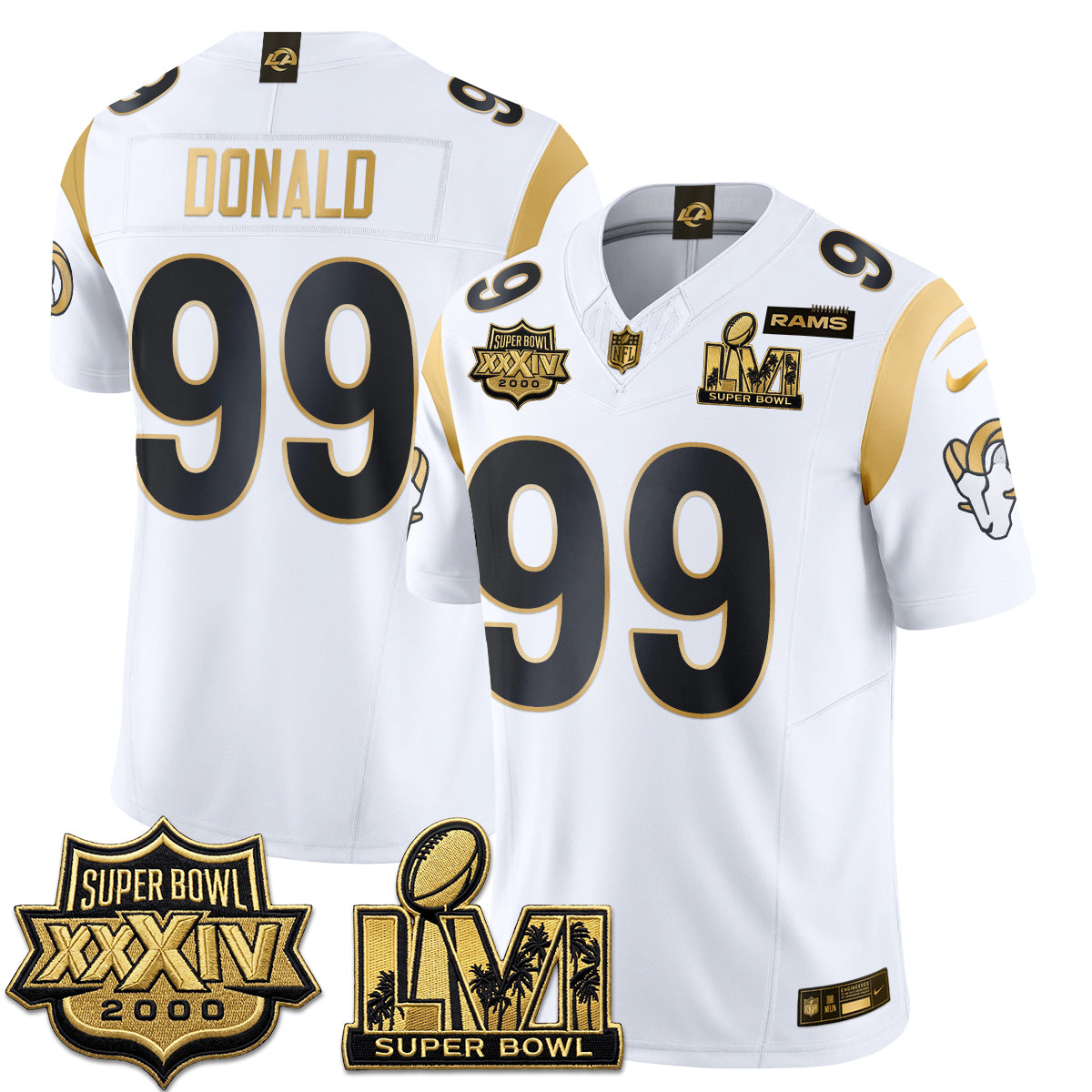 LAR SBowl Champs Gold Vapor Jersey - Stitched