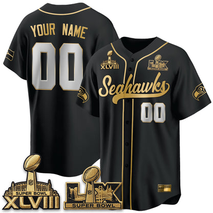Seattle Seahawks S.Bowl Champs Baseball Vapor Custom Jersey - Stitched