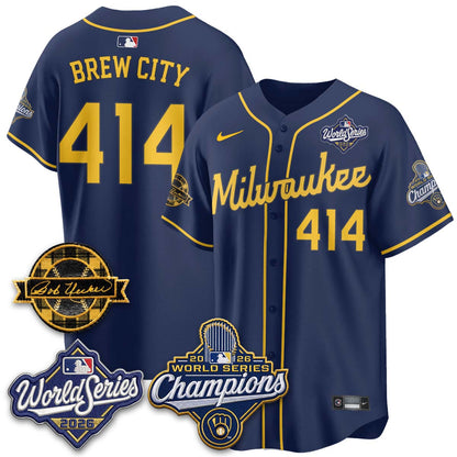 MIL 2026 WS Champions - Bob Uecker Patch Cream Jersey - Stitched (#24)
