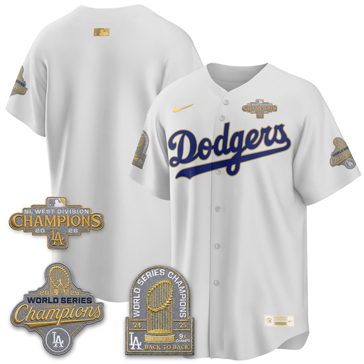 Los Angeles Dodgers 2026 NL West Champs Gold Vapor Jersey- Stitched