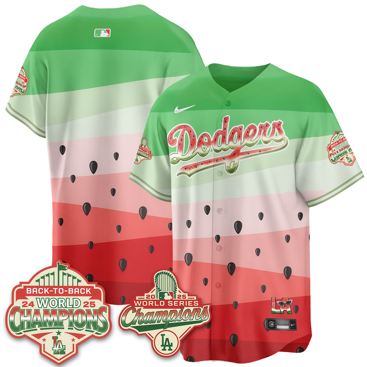 Los Angeles Dodgers National Watermelon Day Vapor Jersey - Stitched