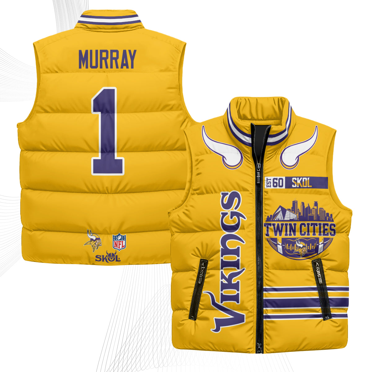 Minnesota Vikings Twin City Puffer Vest - Printed