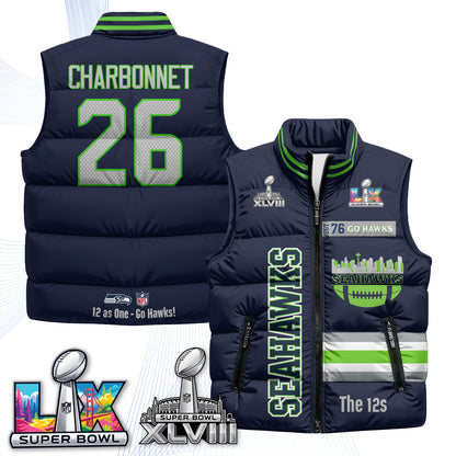 Seattle Seahawks "Go Hawks" Edition Puffer Vest - Printed