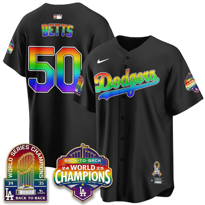 Los Angeles Dodgers Happy Pride Month Vapor Jersey - Stitched