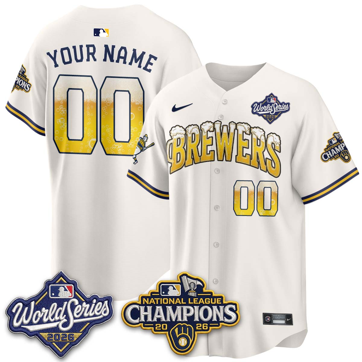 Milwaukee Brewers "Pitcher & Pint" 2026 NL Champions Custom Vapor Jersey - Stitched