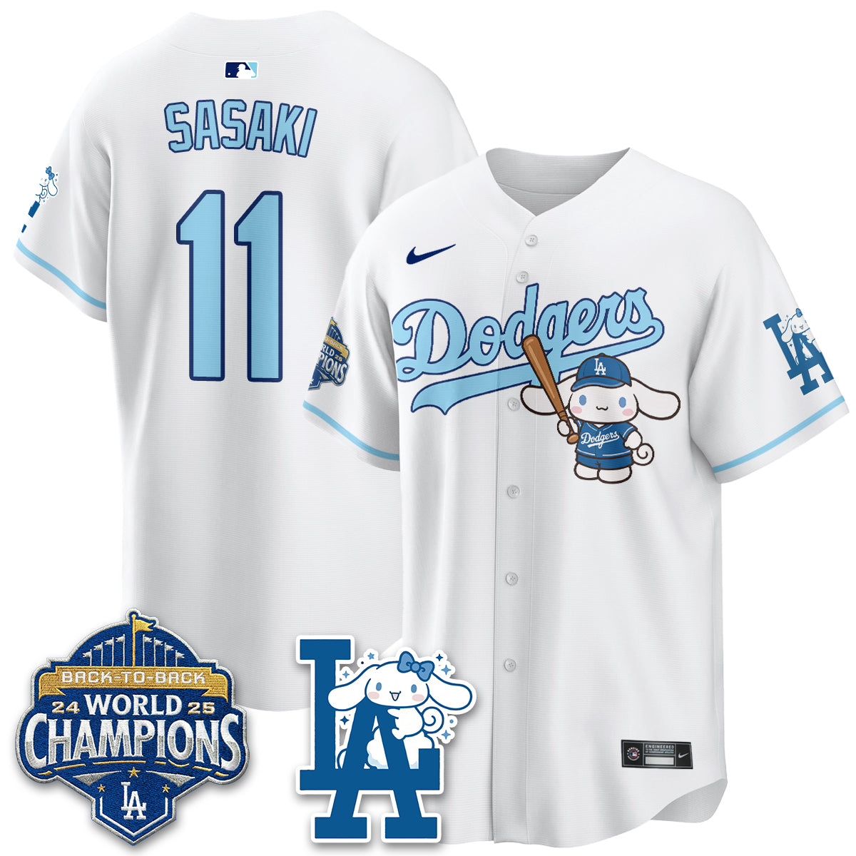 Los Angeles Dodgers Cinnamoroll Edition Vapor Jersey - Stitched
