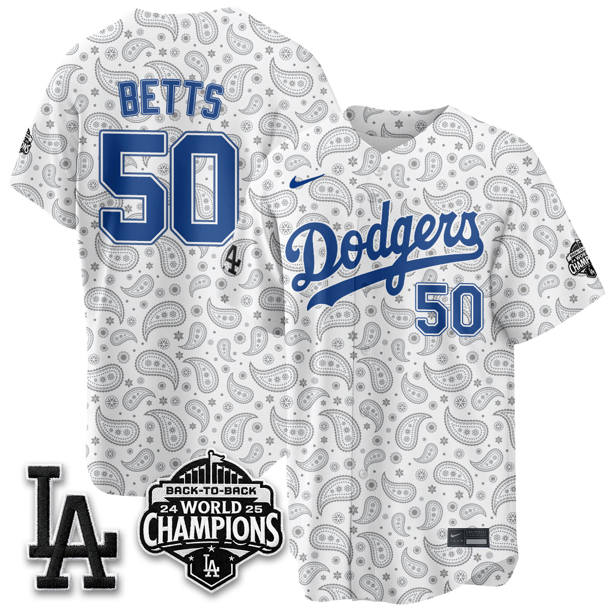 Los Angeles Dodgers Paisley Vapor Jersey - Stitched