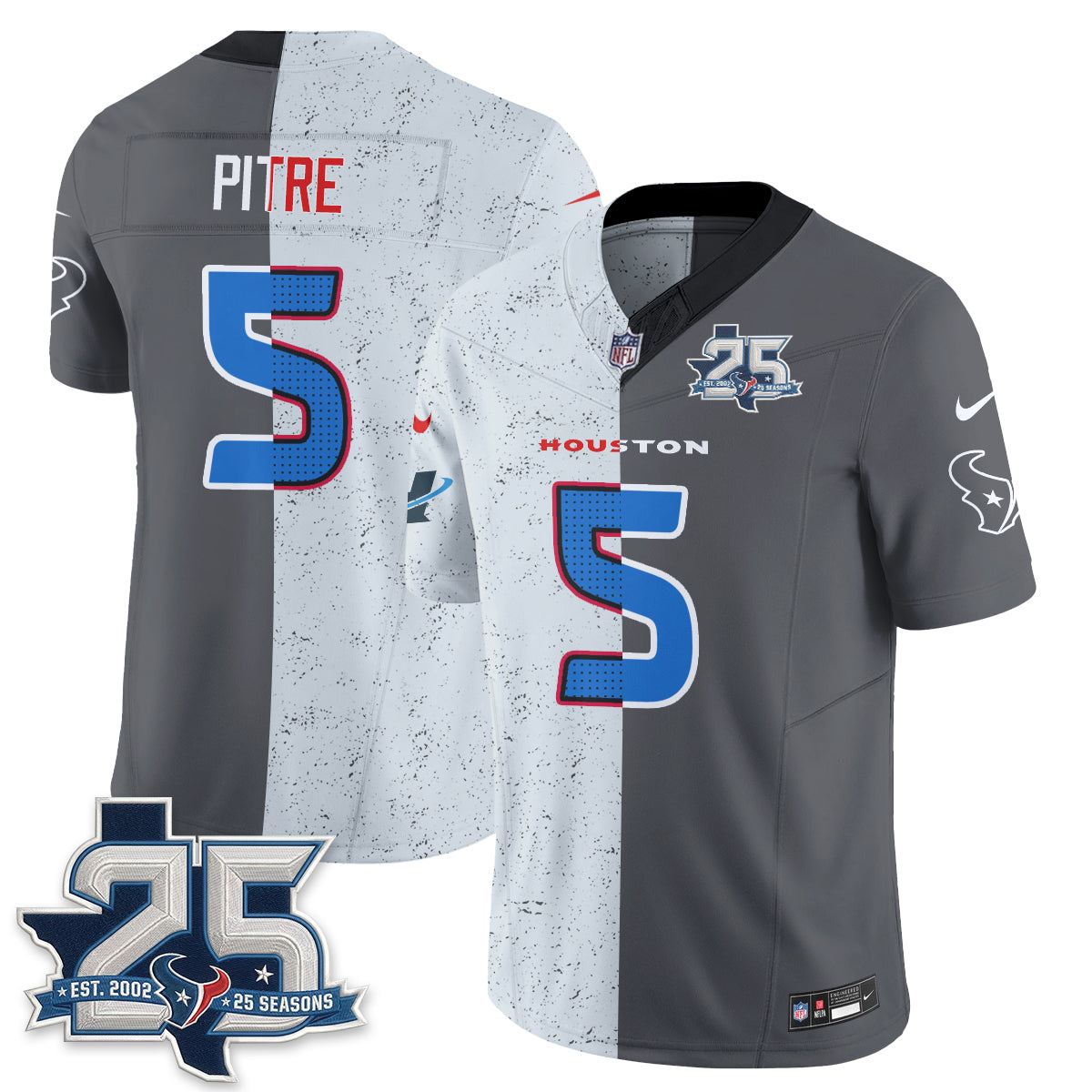 HOU Fan Gear Split Vapor Jersey - Stitched