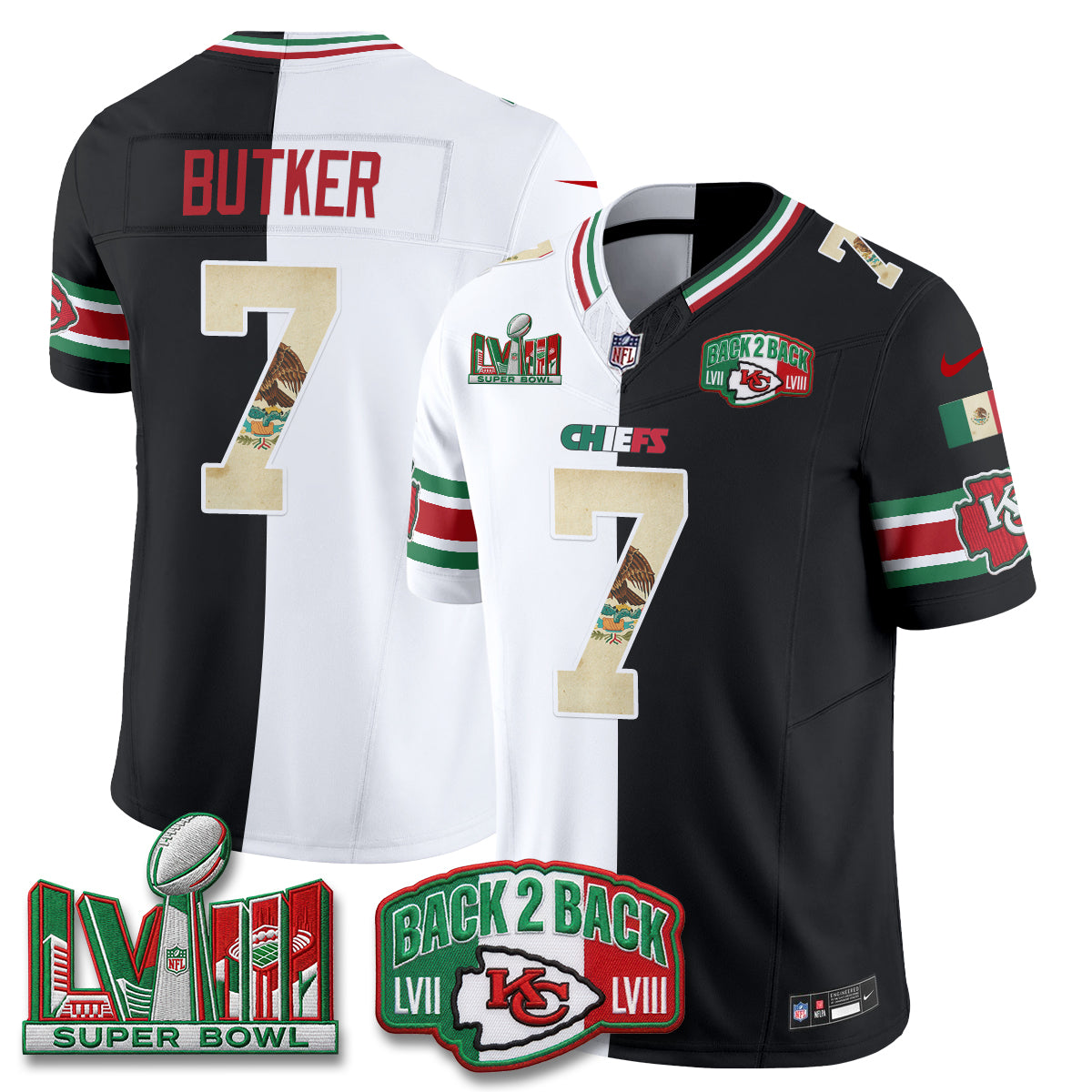 Kansas City Chiefs Mexico Split Edition Vapor Jersey - Stitched