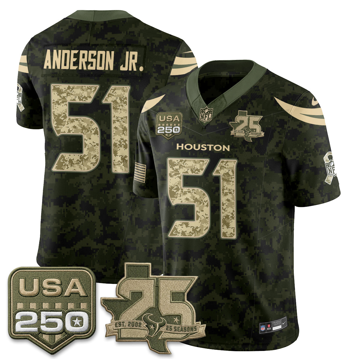 Houston Texans 2026 Salute to Service Edition Vapor Jersey - Stitched
