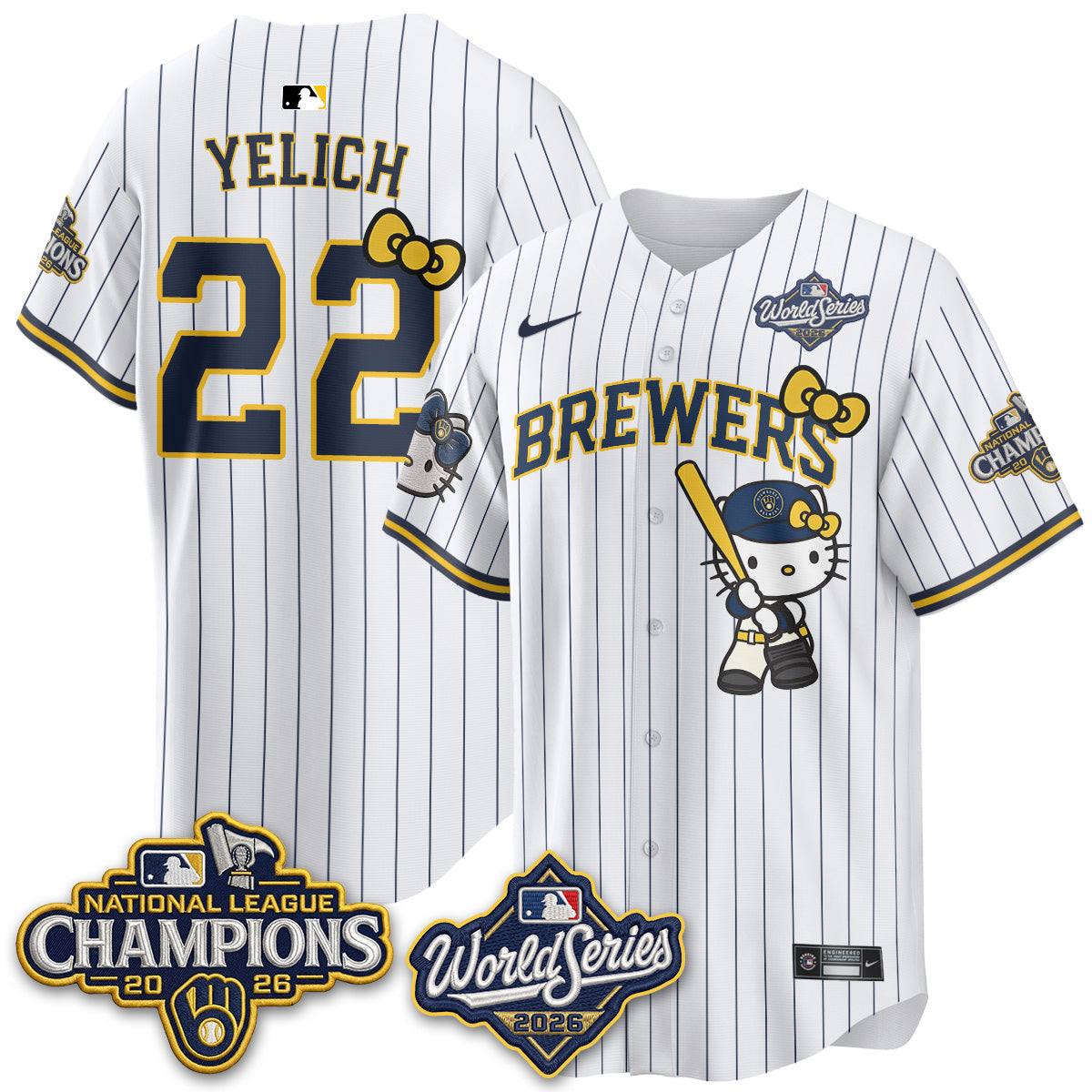 Milwaukee Brewers 2026 NL Champions x Meow KT Vapor Jersey - Stitched