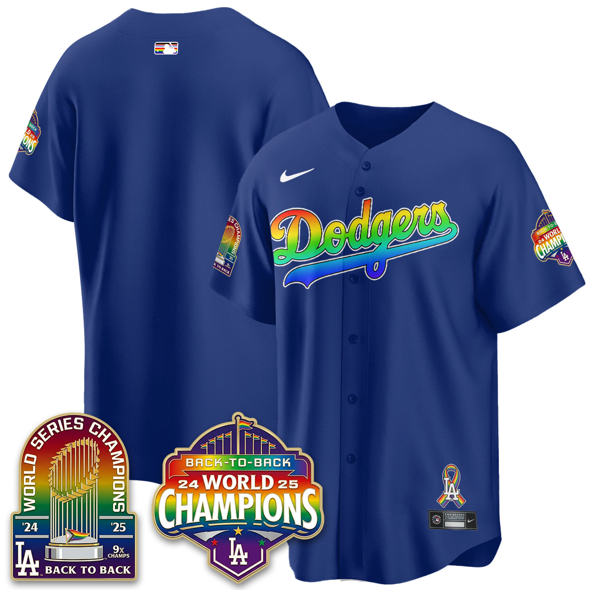 Los Angeles Dodgers Happy Pride Month Vapor Jersey - Stitched
