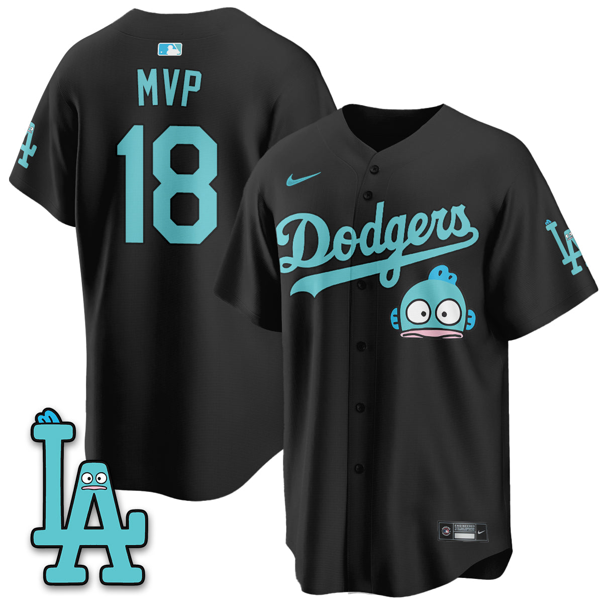 Los Angeles Dodgers x Hangyodon Edition Vapor Jersey- Stitched