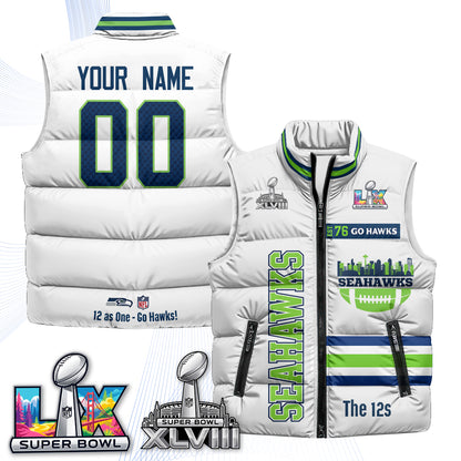Seattle Seahawks "Go Hawks" Edition Custom Puffer Vest - Printed